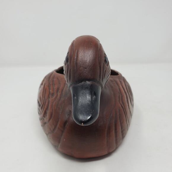 Vintage California Pottery Brown Woodgrain Duck Ceramic Planter Cottagecore - Picture 3 of 10